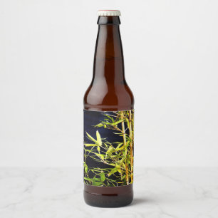 Rótulo Para Garrafa De Cerveja Bambu Foliage Arte Tropical Em Preto