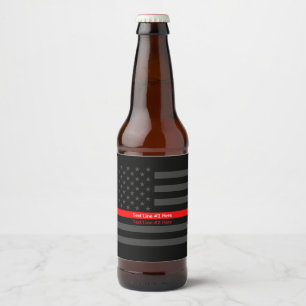 Rótulo Para Garrafa De Cerveja Bandeira dos EUA Thin Red Line Simbólica Seu Texto