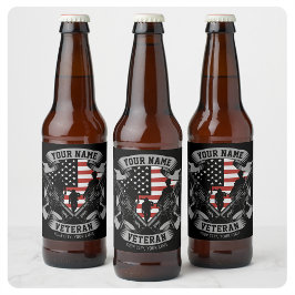 Rótulo Para Garrafa De Cerveja Bandeira EUA de Veterano Americano Personalizada  