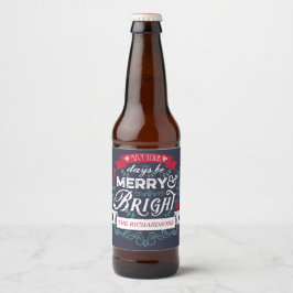 Rótulo Para Garrafa De Cerveja Banner personalizado da tipografia de Natal feliz