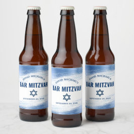 Rótulo Para Garrafa De Cerveja Bar Mitzvah Marinho Tipografia Negra Azul Foil Mod