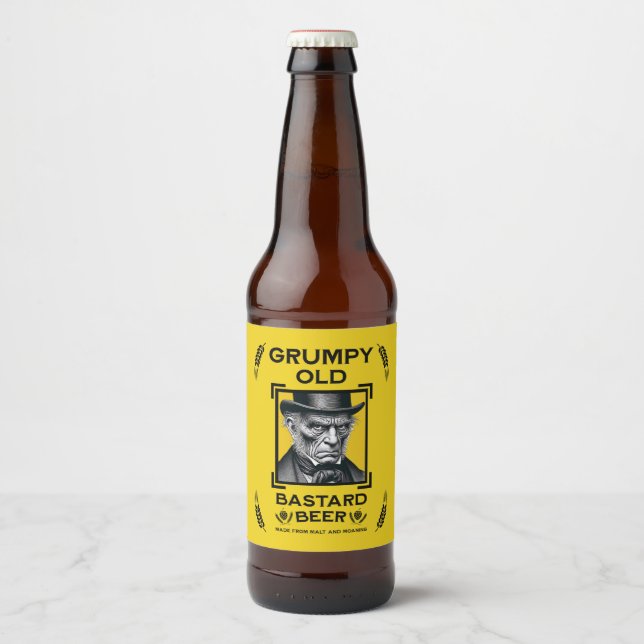 Rótulo Para Garrafa De Cerveja Bebê-Bastarda Velha e Grumpy (Frente)