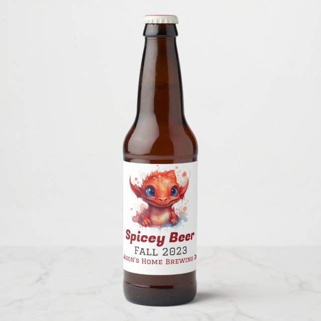 Rótulo Para Garrafa De Cerveja Bebê Red Dragon Home Breer (Frente)