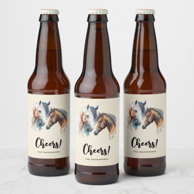 Rótulo Para Garrafa De Cerveja Belos Cavalos, Estilo de Boho Ocidental. (Garrafas)