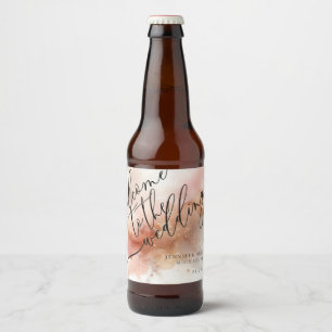 Rótulo Para Garrafa De Cerveja Bem-vindo Casamento Monograma Aquarela Pó Rosa Dou