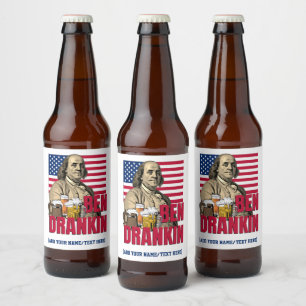 Rótulo Para Garrafa De Cerveja BEN DRANKIN 4 de julho Nome Personalizado