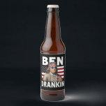 Rótulo Para Garrafa De Cerveja Ben Drankin Beer 4 de julho Vintage Flag Funny<br><div class="desc">Ben Drankin Beer 4 de julho Vintage Flag Funny</div>