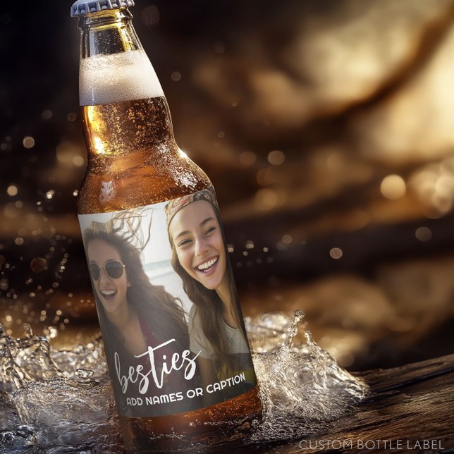 Rótulo Para Garrafa De Cerveja Besties com Fotografia e Texto Personalizado - Scr (Custom Beer Bottle Label - Photo Label)