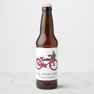 Rótulo Para Garrafa De Cerveja Bicicleta do vintage e de árvore de Natal design