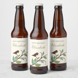 Rótulo Para Garrafa De Cerveja Bird Birthday