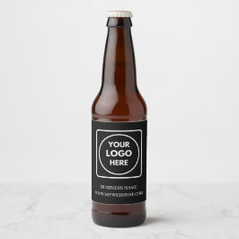 Rótulo Para Garrafa De Cerveja Black Minimalist Logo Business Promo QR label