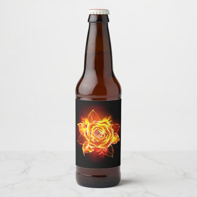 Rótulo Para Garrafa De Cerveja Blooming Fire Rosa (Frente)
