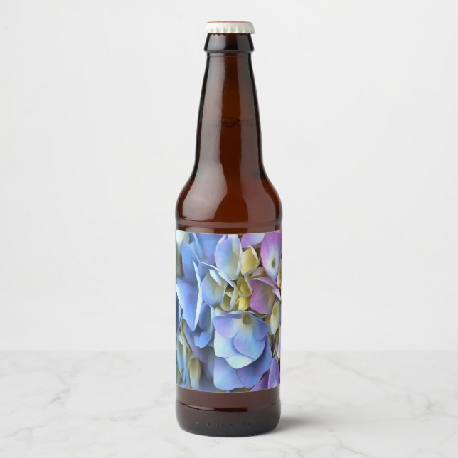 Rótulo Para Garrafa De Cerveja Blue Hydrangea Shrub Artístico Bossom (Frente)