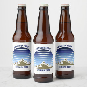 Rótulo Para Garrafa De Cerveja Blue Mountain Sunset - Partido Personalizável