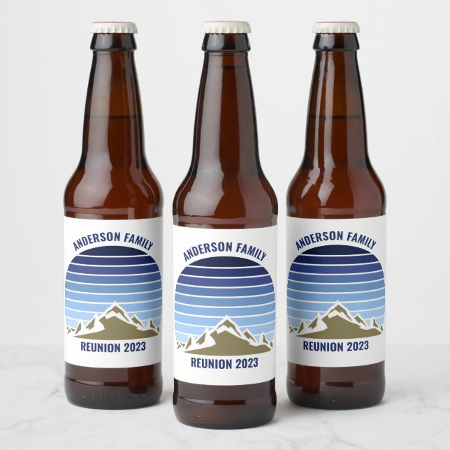 Rótulo Para Garrafa De Cerveja Blue Mountain Sunset - Partido Personalizável (Garrafas)