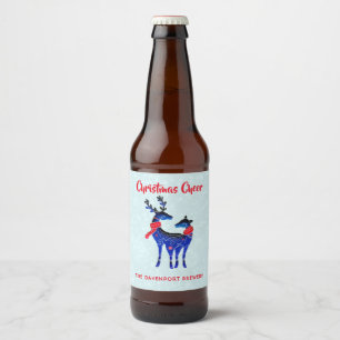 Rótulo Para Garrafa De Cerveja Blue Nordic Christmas Reindepaer