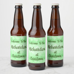 Rótulo Para Garrafa De Cerveja Boas-vindas ao Natal personalizado da geada verde