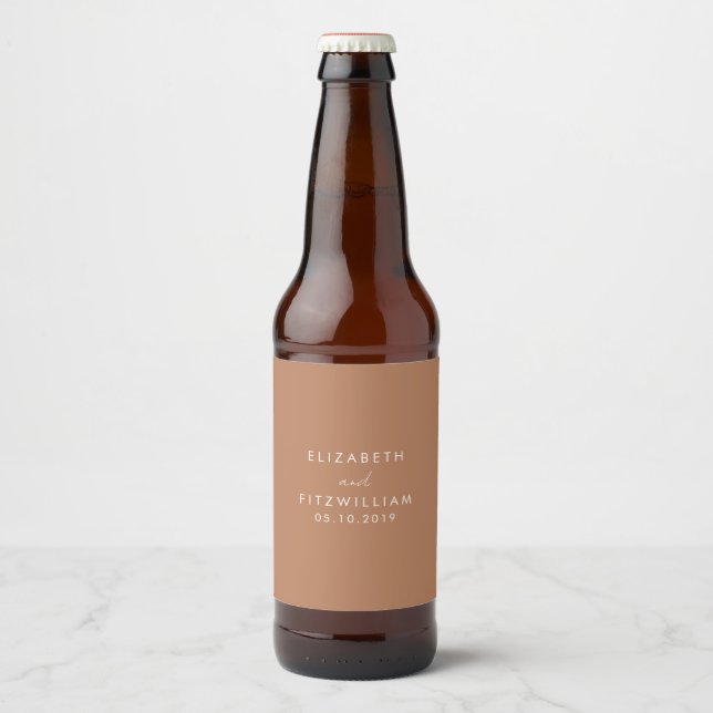 Rótulo Para Garrafa De Cerveja Boho Caramel Mocha Casamento (Frente)