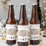 Rótulo Para Garrafa De Cerveja Bola De Disco Você Deveria Estar Dançando<br><div class="desc">Para a sua vibrante festa de aniversário do Disco Garden, nossa bonita etiqueta de bebida personalizada de aniversário de discoteca para uma garrafa de cerveja é o toque perfeito. Apresentando um design de bola divertida em cores pastoris charmosas cercadas por estrelas cintilantes, este rótulo adota o tema dos anos 70...</div>
