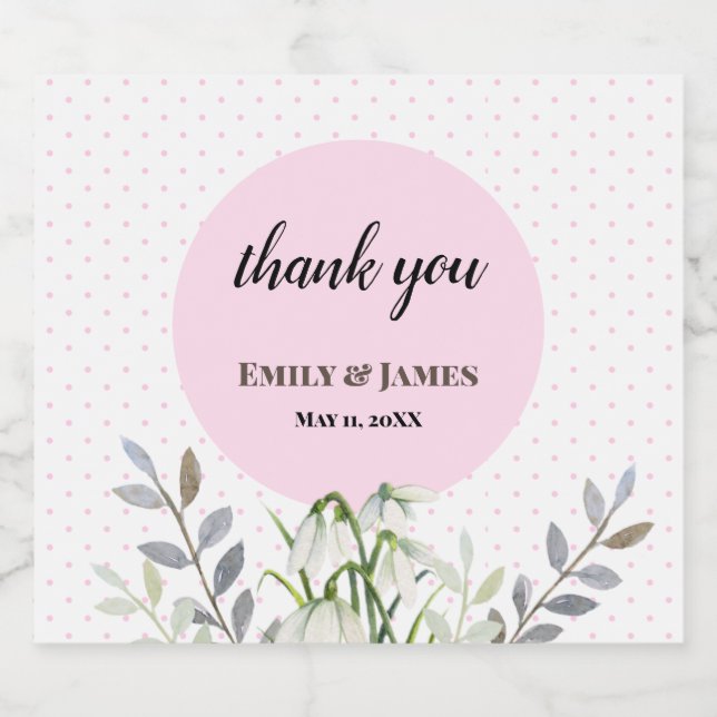 Rótulo Para Garrafa De Cerveja Bolinhas rosa de casamentos brancos e bonitos (Rótulo Único)