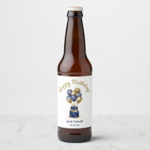 Rótulo Para Garrafa De Cerveja Bolo de Balão Azul Marinho de 80 Anos de Idade