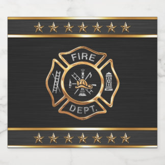 Rótulo Para Garrafa De Cerveja Bombeiro Dourado Emblem
