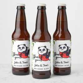 Rótulo Para Garrafa De Cerveja Bonita Panda Obrigado Chá de fraldas