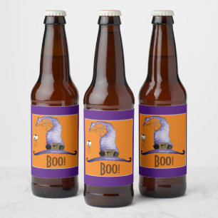 Rótulo Para Garrafa De Cerveja Boo! Chapéu das Bruxas Brancas