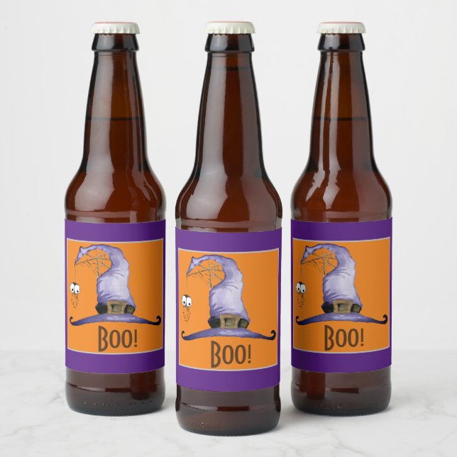 Rótulo Para Garrafa De Cerveja Boo! Chapéu das Bruxas Brancas (Garrafas)
