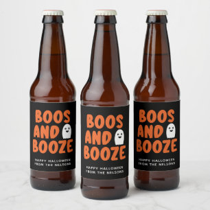 Rótulo Para Garrafa De Cerveja Boos e Booze Adultos do Dia das Bruxas Fantasmas