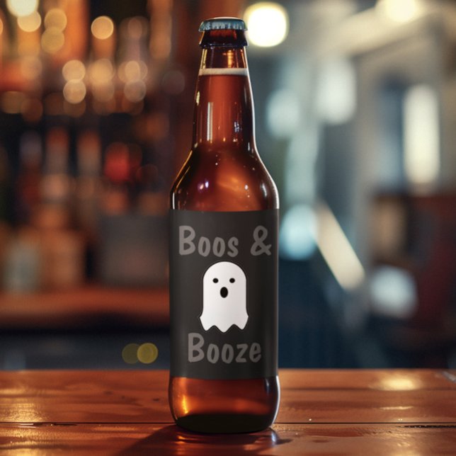 Rótulo Para Garrafa De Cerveja Boos e Booze Halloween (Criador carregado)