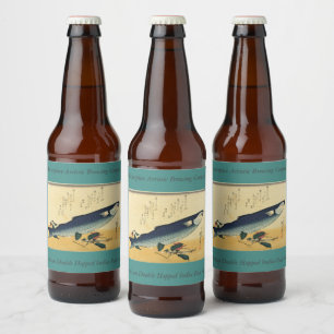 Rótulo Para Garrafa De Cerveja Bora (Cinza) Hiroshige's Japan Fish Impressão