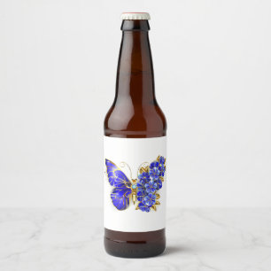 Rótulo Para Garrafa De Cerveja Borboleta Flor Sapphire