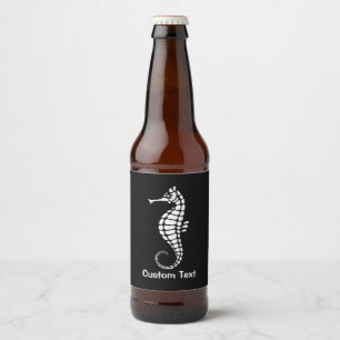 Rótulo Para Garrafa De Cerveja Branco do cavalo marinho