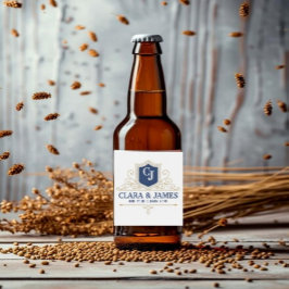 Rótulo Para Garrafa De Cerveja Bride And Groom Monogram Names Elegant Weeding