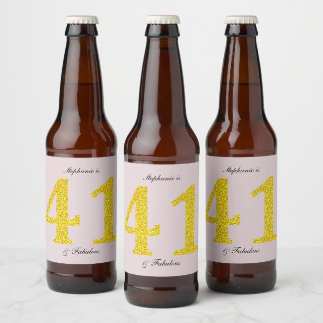 Rótulo Para Garrafa De Cerveja Brilhante Dourado Feliz 41ruas Festa de aniversári (Garrafas)