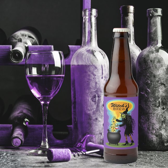 Rótulo Para Garrafa De Cerveja Bruxa de Halloween (Criador carregado)