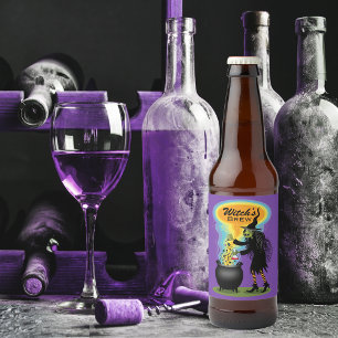 Rótulo Para Garrafa De Cerveja Bruxas Mágicas Quebram Caldeirão