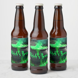 Rótulo Para Garrafa De Cerveja Bubbling Witch's Cauldron Halloween