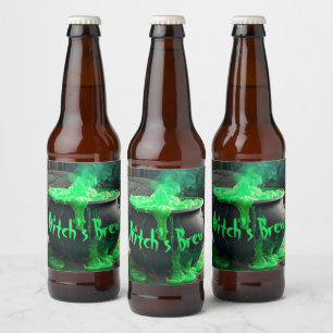 Rótulo Para Garrafa De Cerveja Bubbling Witch's Cauldron Halloween