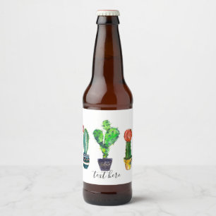 Rótulo Para Garrafa De Cerveja cacto suculento, aquarela, fiesta, mexicano,