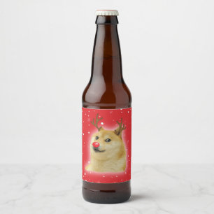 Rótulo Para Garrafa De Cerveja Cães Dogright Doggo Cão Memória de Natal Vermelho