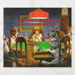 Rótulo Para Garrafa De Cerveja Cães Personalizados Jogando Poker Artesanal Detalh