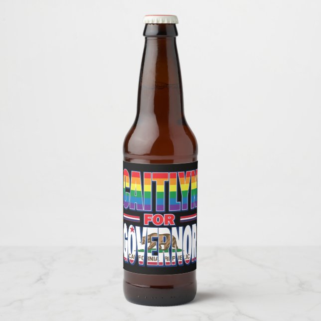 Rótulo Para Garrafa De Cerveja Caitlyn Jenner para Governador (Frente)