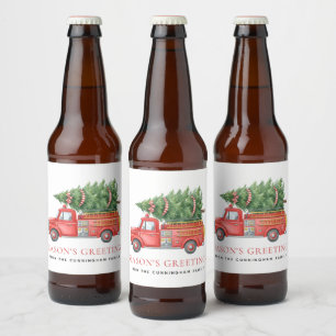 Rótulo Para Garrafa De Cerveja Caminhão de Bombeiros de Natal Personalizado Moder