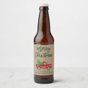 Rótulo Para Garrafa De Cerveja Caminhão de Natal do Escovo Verde Kraft Roteiro