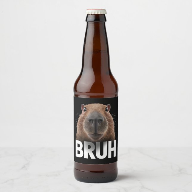 Rótulo Para Garrafa De Cerveja Capivara Engraçada Bruh  (Frente)