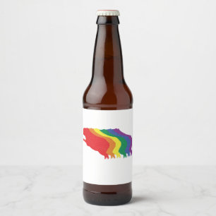 Rótulo Para Garrafa De Cerveja Capybaras LGBTQ Rainbow Water Pig Transgender