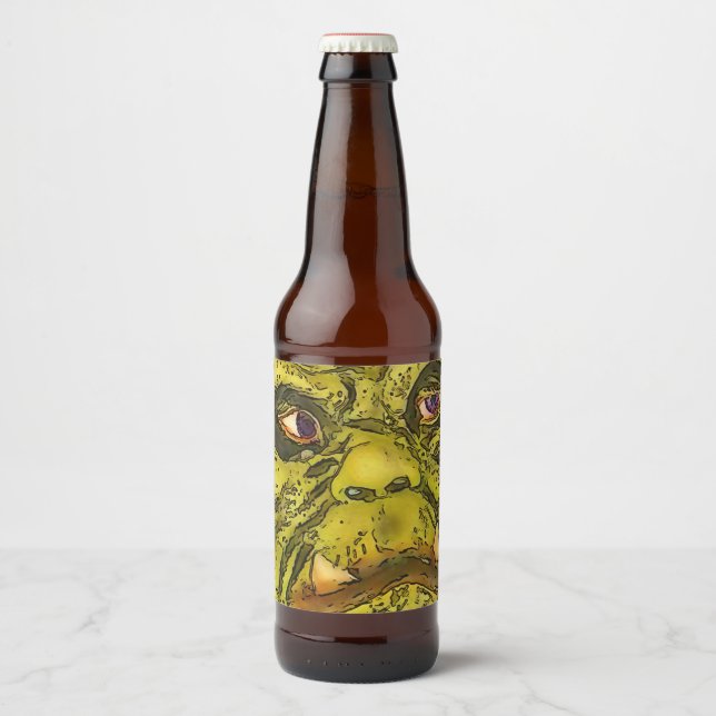 Rótulo Para Garrafa De Cerveja Cartoon Preto Monstro da Tartaruga Cerrante (Frente)