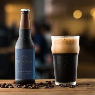 Rótulo Para Garrafa De Cerveja Casamento Azul Opulente